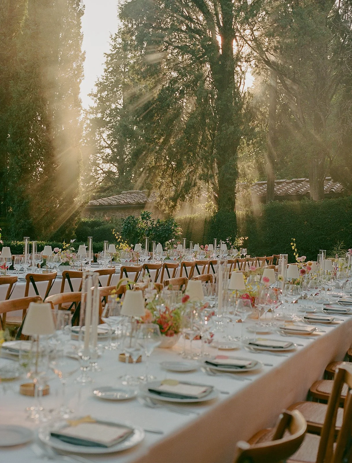 dinner reception in italy during golden hour