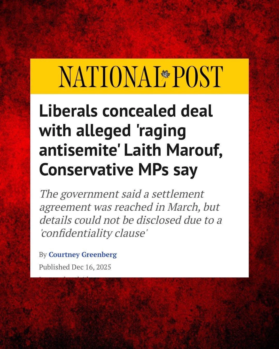 ‼️The Liberal government gave more than $130,000 to a raging antisemite to provide anti-racism training. When Conservatives pushed the government to stop funding him and get the money back, they quietly cut a secret settlement instead. 

Canadians de