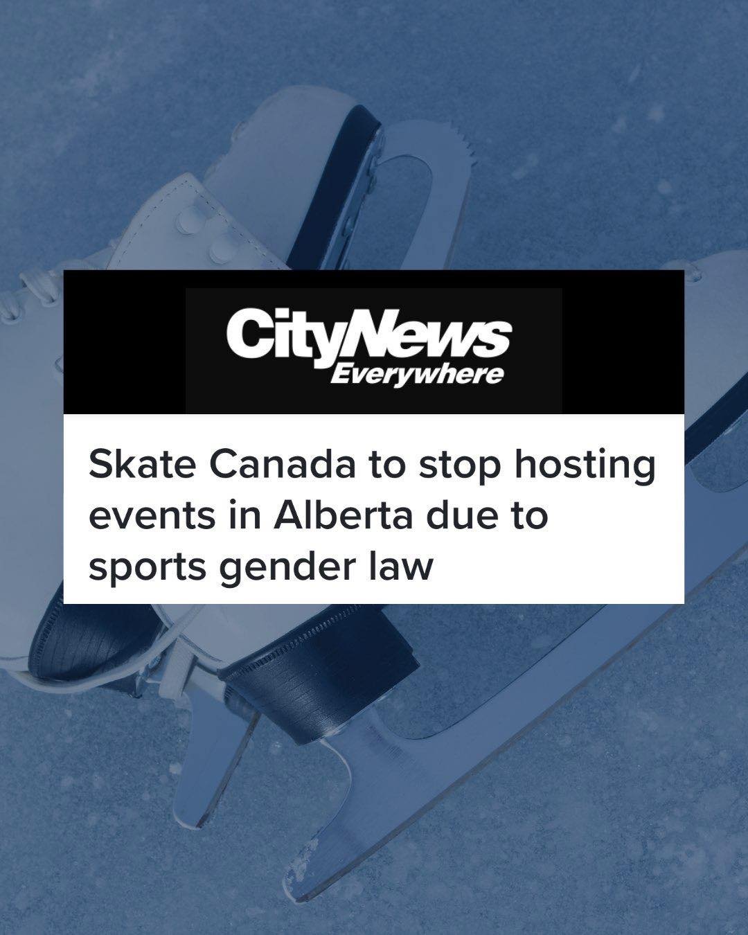 Skate Canada has barred Alberta from hosting future skating events because our province chose to protect women&rsquo;s and girls&rsquo; sports.

Skate Canada receives over $2 million in federal taxpayer funding&mdash;including from Albertans.

Using 
