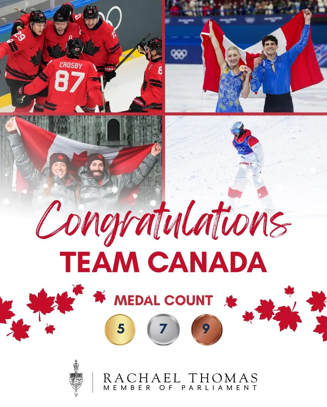A huge congratulations to Team Canada! 🇨🇦 

A special congratulations to medal recipients and a big thank you to all Olympic athletes for representing our great nation.

Your dedication, grit, and sportsmanship made the entire country proud. 

#Tea