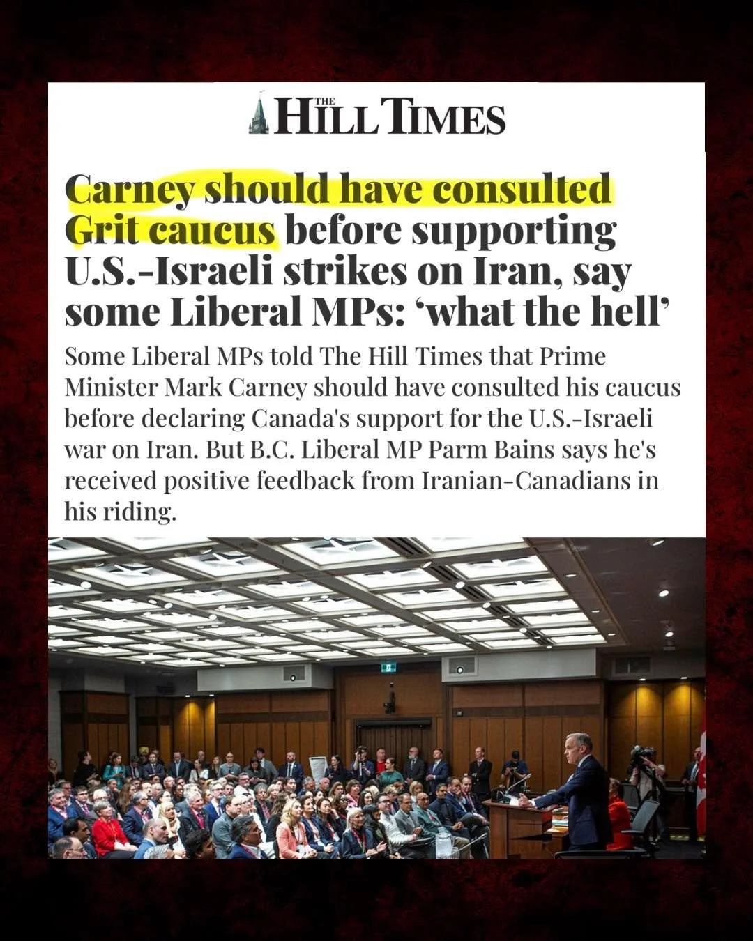 The Liberal caucus is dysfunctional and divided.

Standing up to an oppressive dictator should never be controversial.

Yet Liberal MPs are openly divided on the issue.

Defending freedom and opposing tyranny should be common sense but somehow in the
