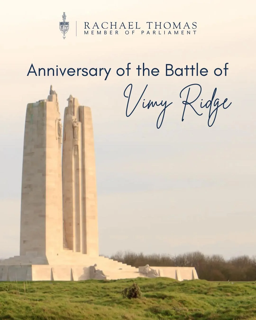 Today we remember the courage and sacrifice of Canadians at the Battle of Vimy Ridge in 1917.

In the face of immense hardship, Canadian soldiers from across the country came together and achieved what many thought impossible. Their bravery helped de