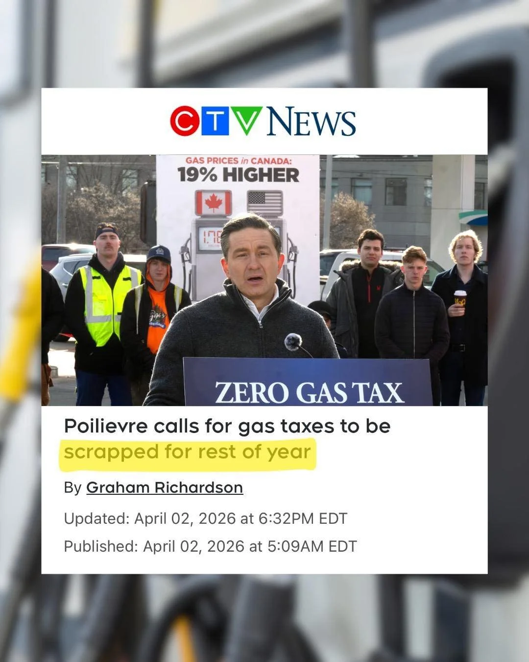 Conservatives are pushing for real relief for Canadians. Today, we introduced a motion calling on Mark Carney to remove the gas tax for the rest of the year.

The Prime Minister&rsquo;s response? Cut just a third of the tax, for only a third of the y