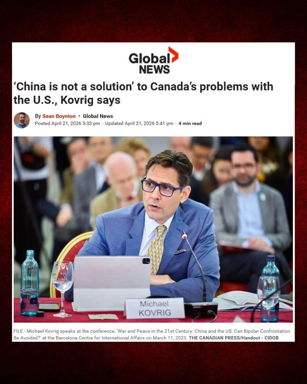 Trade negotiations with the United States are just months away. Instead of strengthening ties with our largest trading partner, the Liberals are turning to China.

Canada cannot strengthen its future by becoming more dependent on China, an authoritar