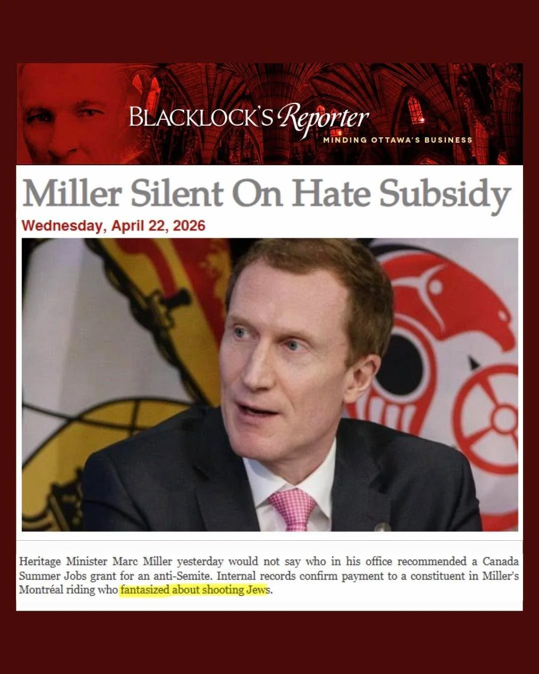 This is outrageous!

Marc Miller approved funding in his own riding for an organization tied to Laith Marouf who openly promoted antisemitic hate, including violent rhetoric against Jewish people.

Marc Miller claims he knew nothing. Yet records show