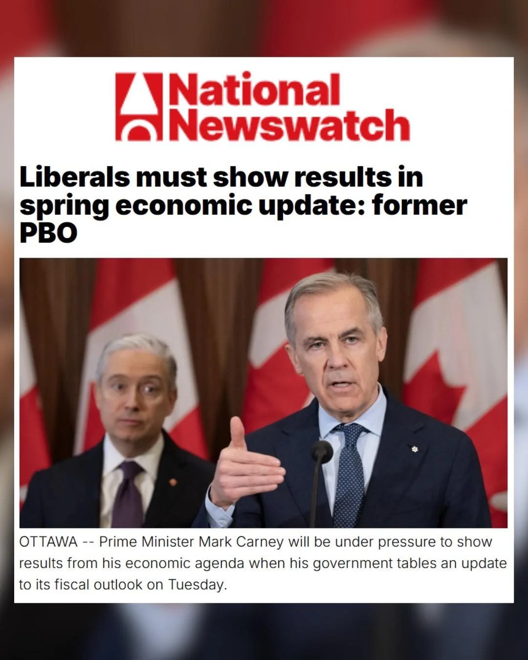 Prime Minister Carney promised fiscal responsibility, but he delivered a record-breaking $80 billion deficit. 

Despite the talk of cutting waste, the Liberals are just throwing money at problems without a plan to deliver for Canadians. As the govern