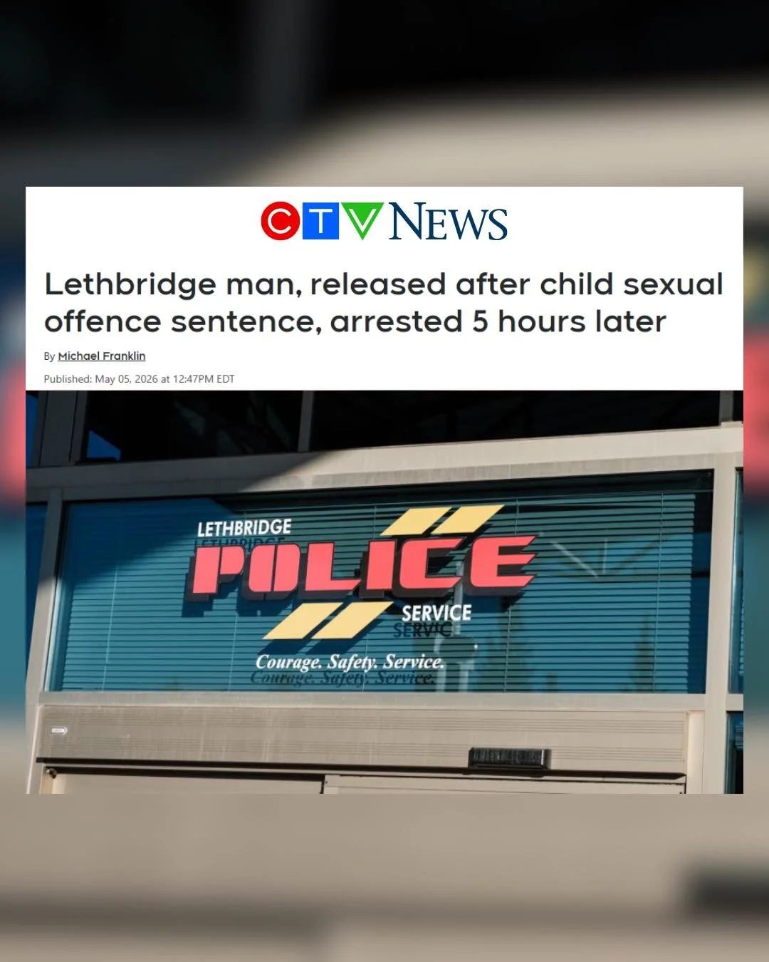 This is disgusting.

A Lethbridge man convicted of child sexual offences was arrested again just five hours after release for viewing images of children online. 

This is completely unacceptable. The safety of our children must be a priority. 

Canad