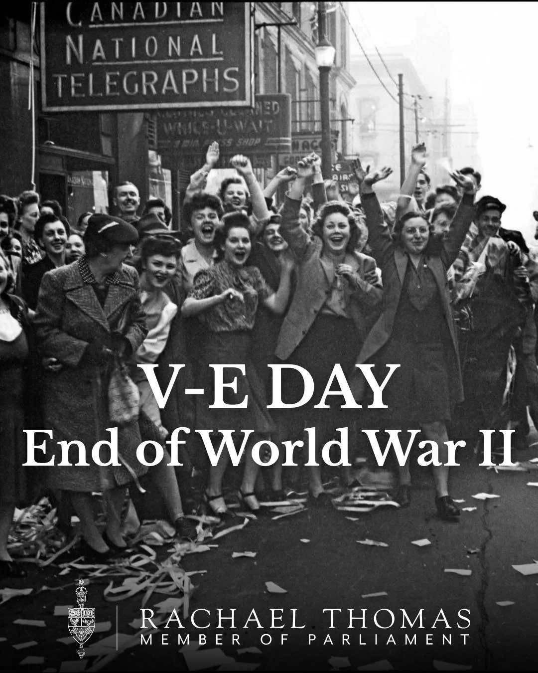 Today, we celebrate the end of World War II.

On May 8, 1945, Nazi Germany surrendered. Immediately, the 200,000 men and women of the First Canadian Army pushed onward. Bringing food, medicine, and other supplies, they liberated the last German-occup