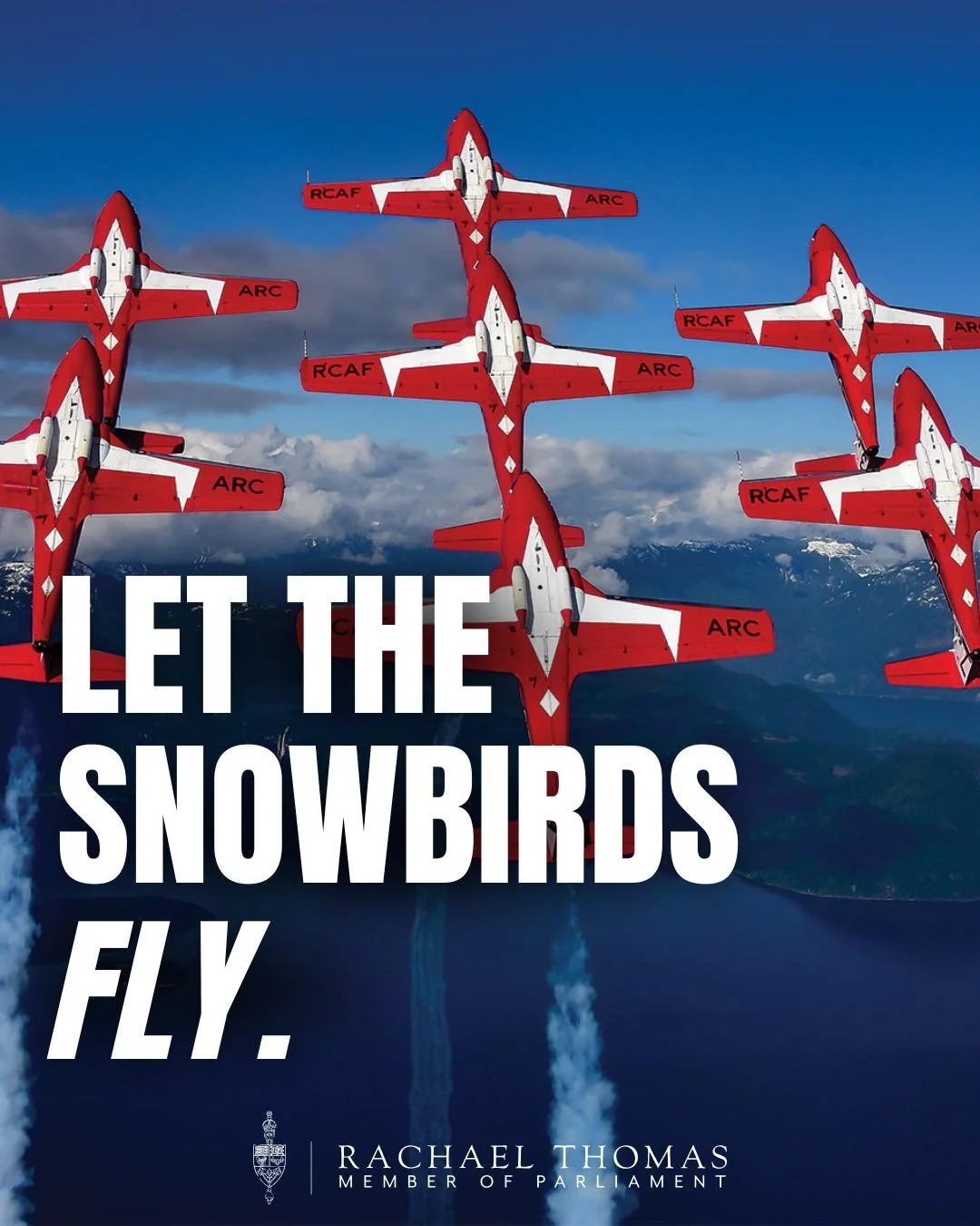 The Snowbirds are an iconic symbol of Canadian culture and identity. 🇨🇦

Every Canadian can remember looking up to the sky and feeling Canadian pride when seeing the Snowbirds fly by. 

It is unbelievable that the Liberal Government has failed to s