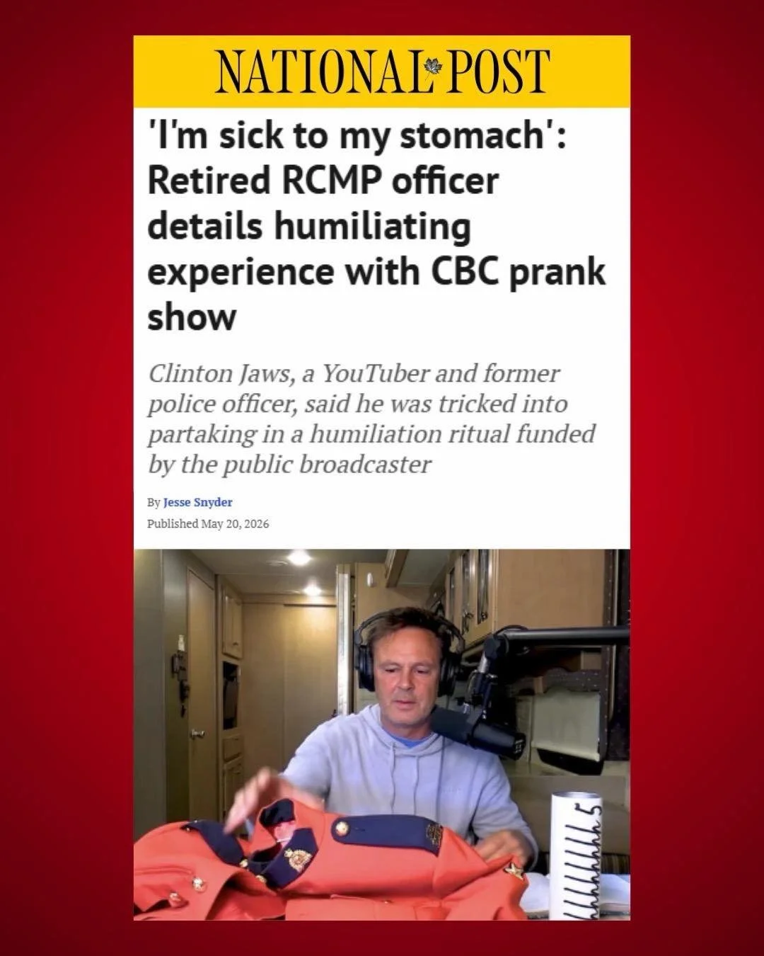 This is utterly disgraceful.

Retired RCMP officers were lured by the CBC to what they believed was a legitimate ceremony &mdash; only to be publicly humiliated while dozens of cameras rolled.

These are men and women who dedicated their lives to ser