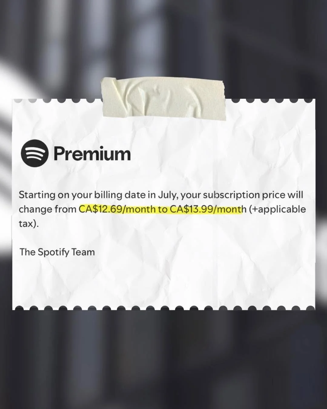 Last week the CRTC announced it will triple the streaming tax from 5% to 15%. 

This tax will drive up the cost of living for Canadians because it will get passed on to consumers. 

Just this weekend, Spotify announced higher subscription costs.

Thi