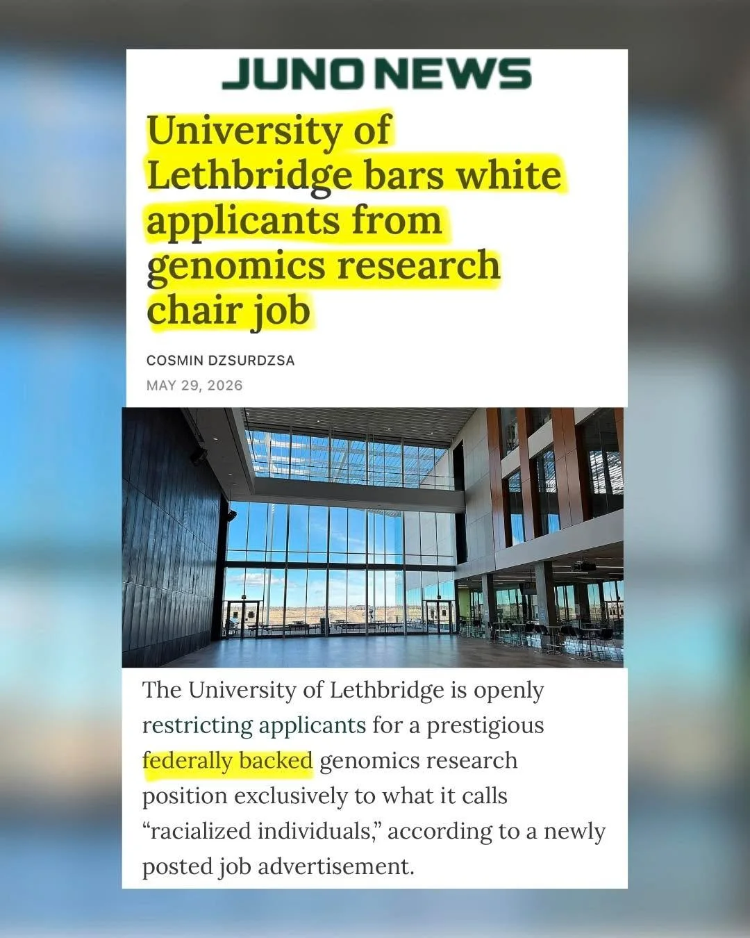 I&rsquo;m deeply disappointed by this.

Race-based hiring should never be acceptable. Hiring should be based on merit. Full stop.

The principle of equal opportunity means people should be judged on their qualifications, skills, experience, and abili