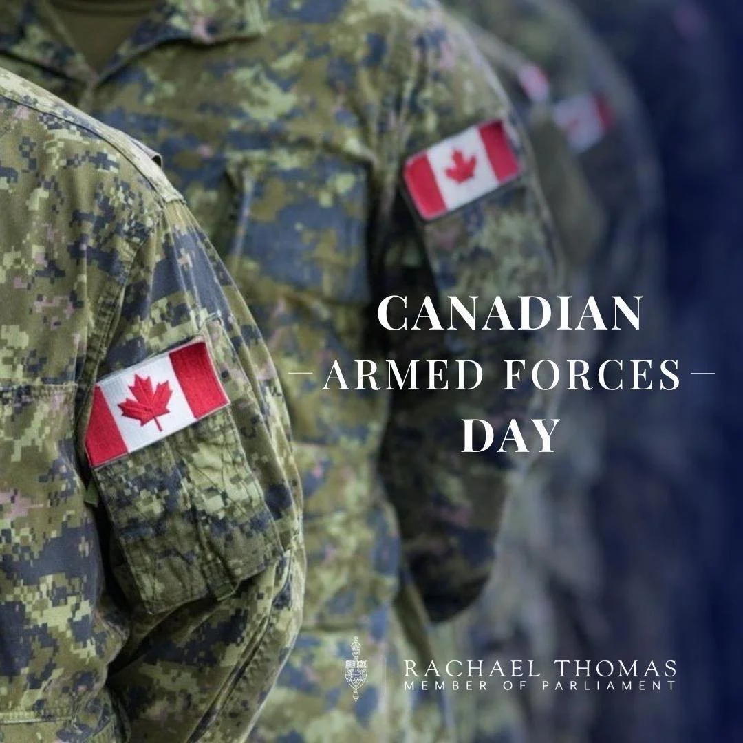 Today, on Canadian Armed Forces Day, we proudly recognize the dedicated men and women who serve our country with courage, sacrifice, and unwavering commitment.

Whether at home or abroad, members of the Canadian Armed Forces answer the call whenever 