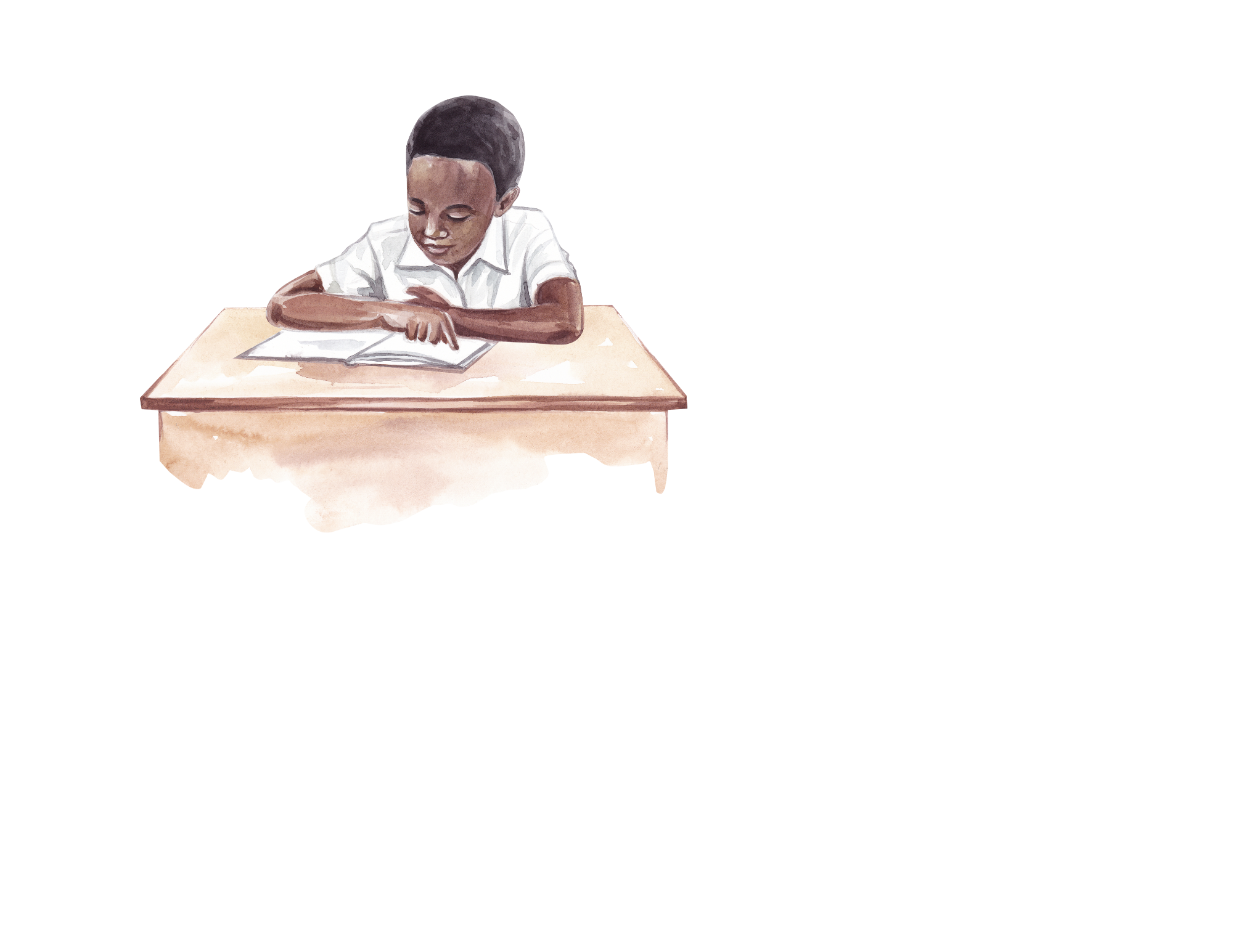 Child studying at desk
