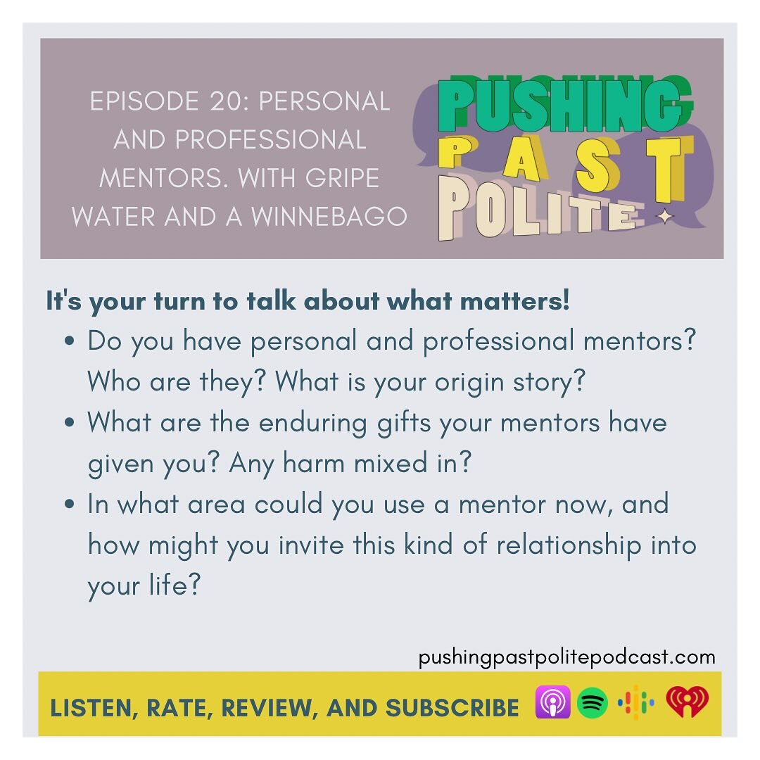 Doh! Sorry for the delay in posting. Thought I already had. 🤪 Discussion prompts for episode 20. Listen, share, and chat with your trusted circle. #pushingpastpolite #podcast #friendship #friendshipgoals #dialogue #mentor #mentoring #mentorship #mil
