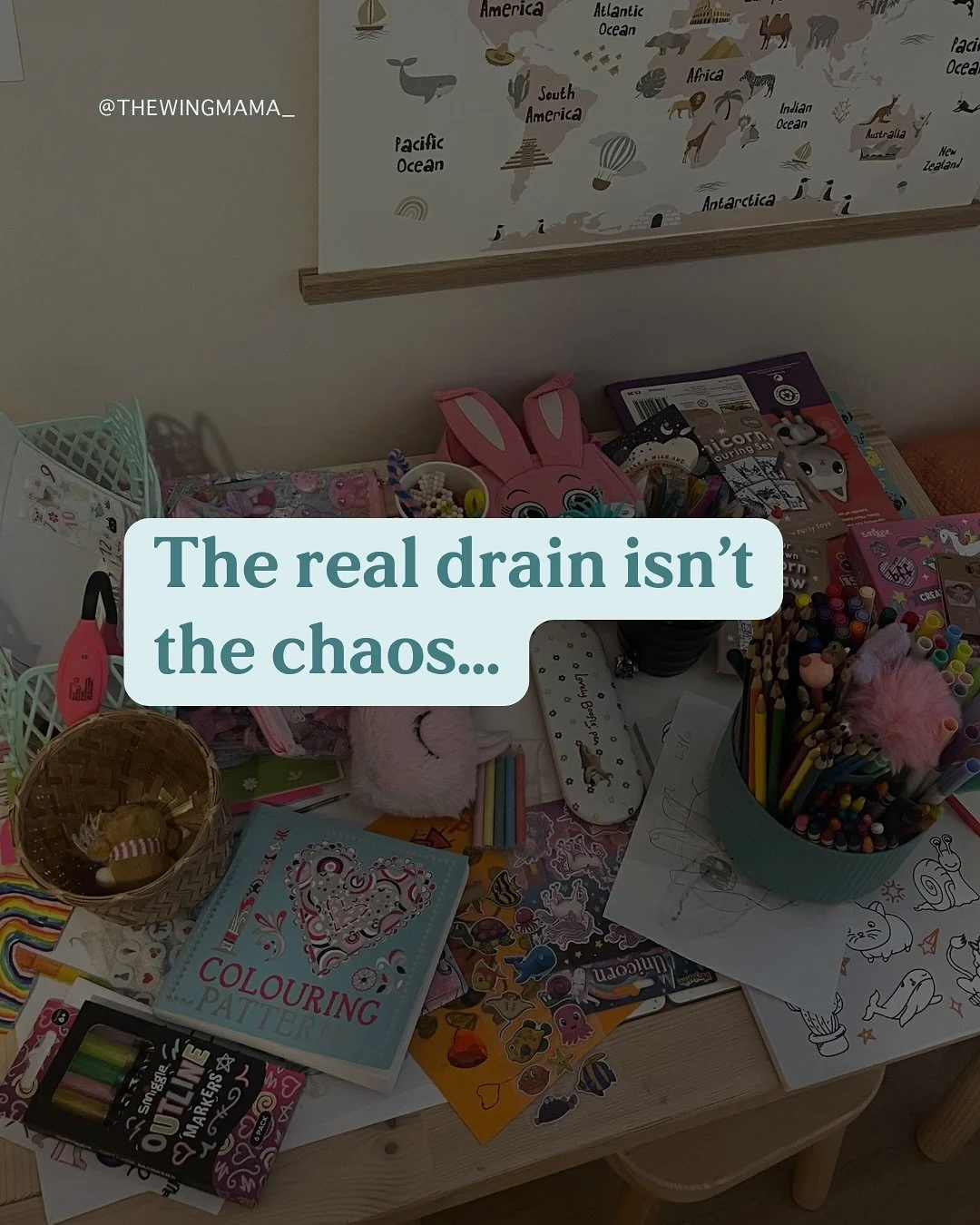The real drain isn&rsquo;t the chaos&hellip; It&rsquo;s disappearing inside it.

Because when you&rsquo;ve been holding it all together for so long, it&rsquo;s easy to forget what it&rsquo;s like to hold yourself.

Mornings start with the list. You c
