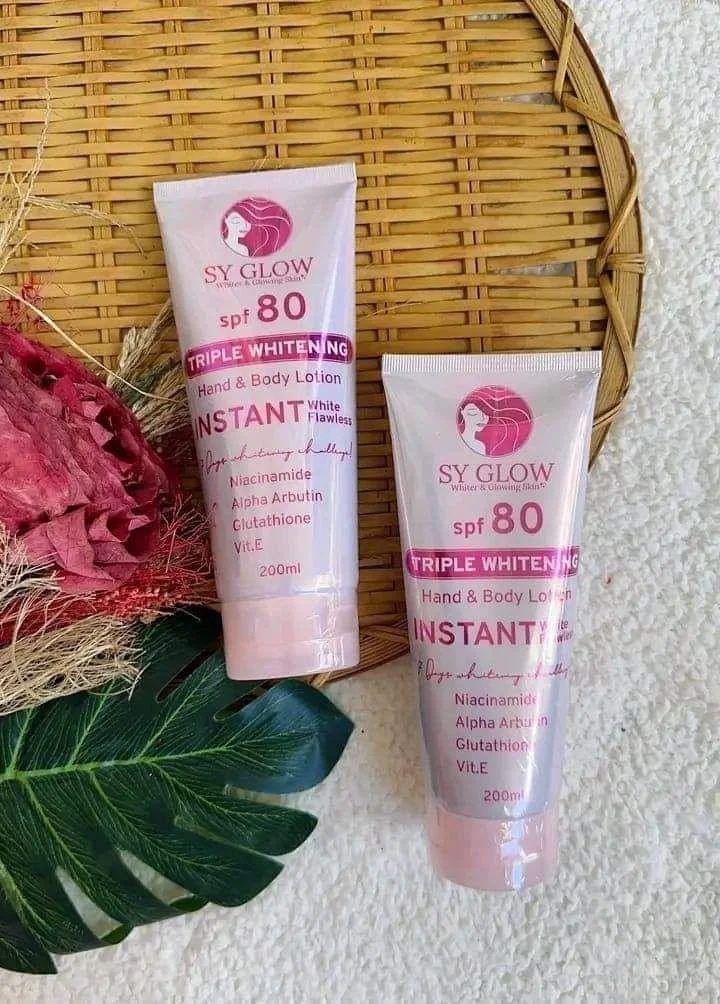 SY GLOW Whiter & Glowing Skin*; spf 80 TRIPLE WHITENING Hand & Body Lotion  INSTANT White Flawless Hugs whetering had — BEAUCHE HAMILTON NZ