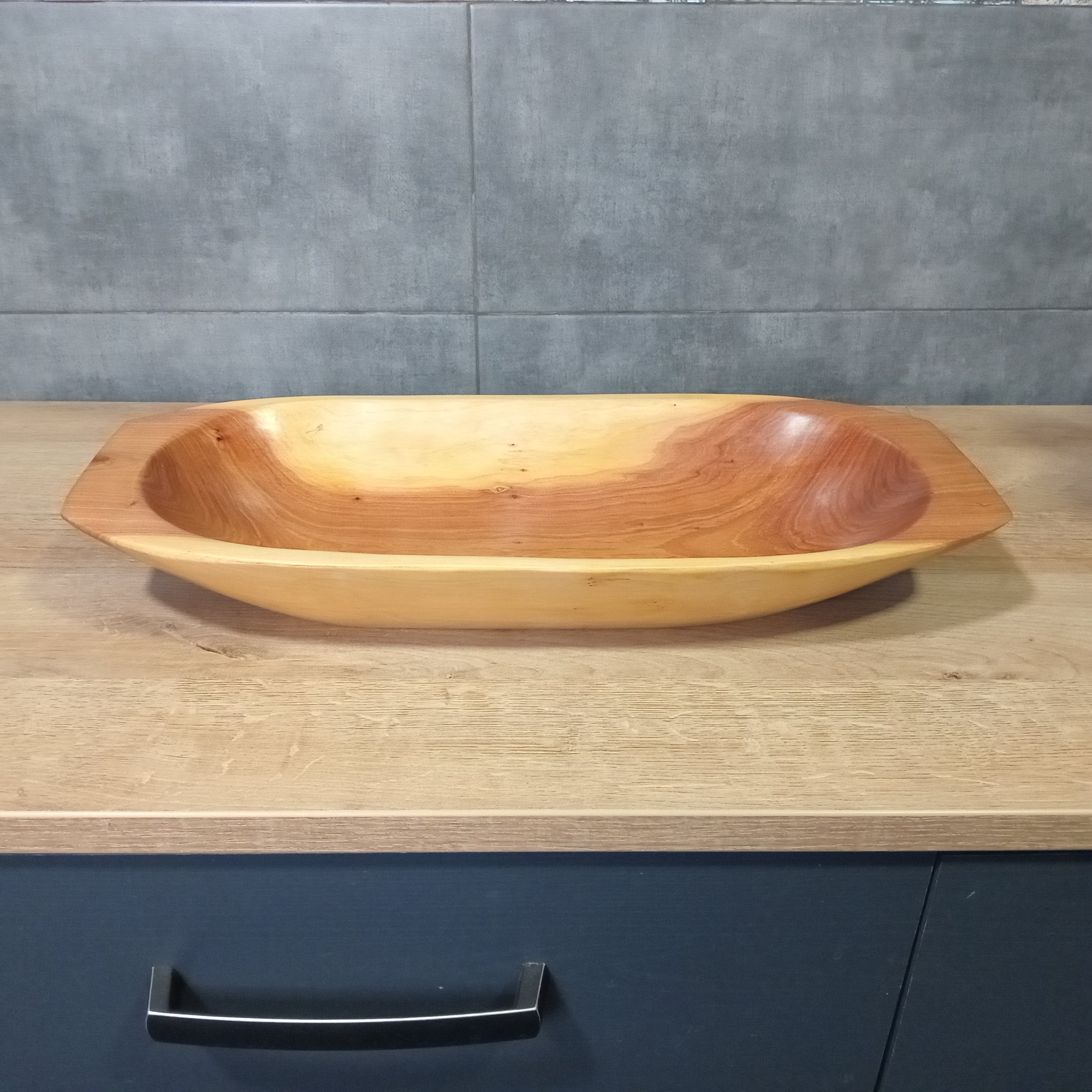 Large Juniper Wood Oval-shaped Serving Bowl