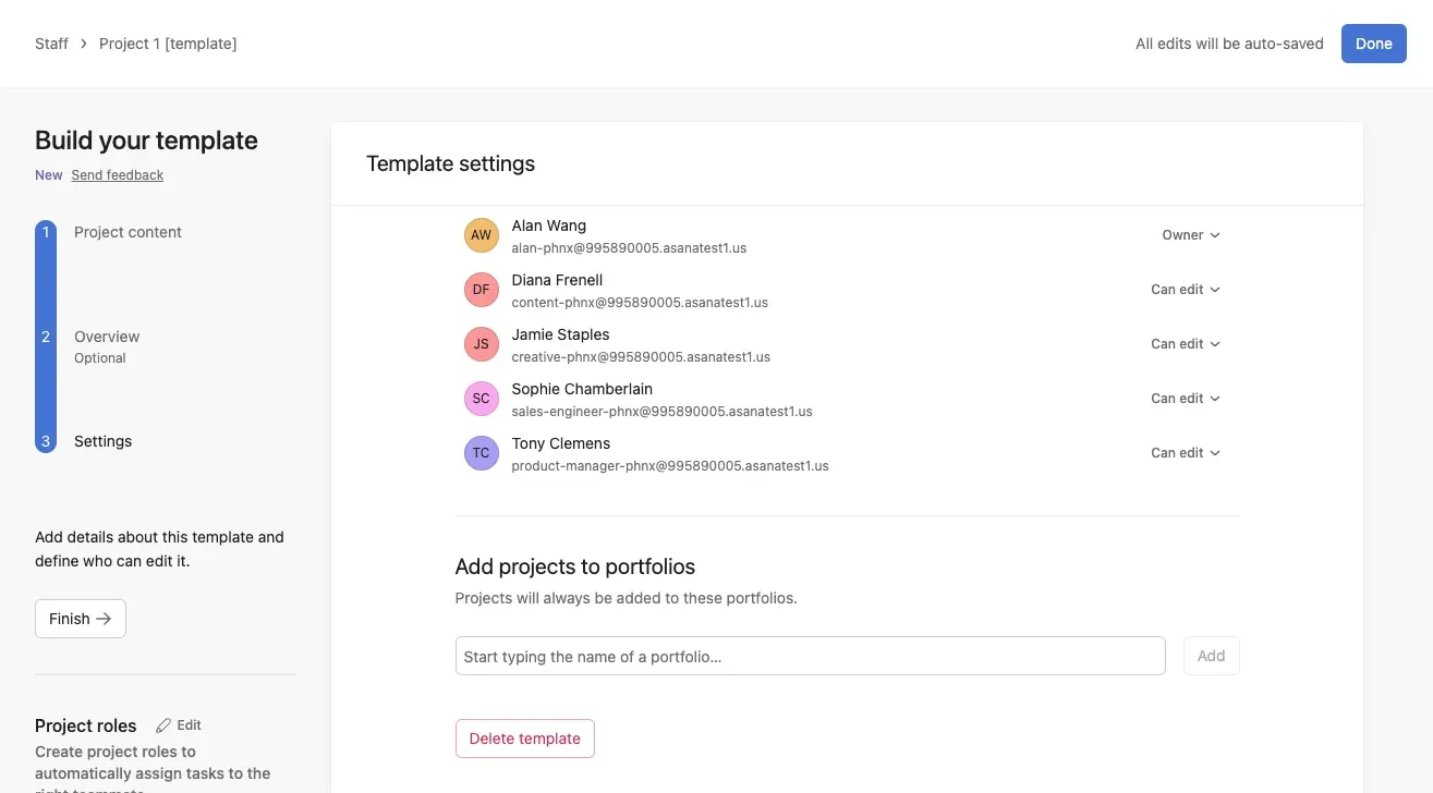 What asana project templates look like