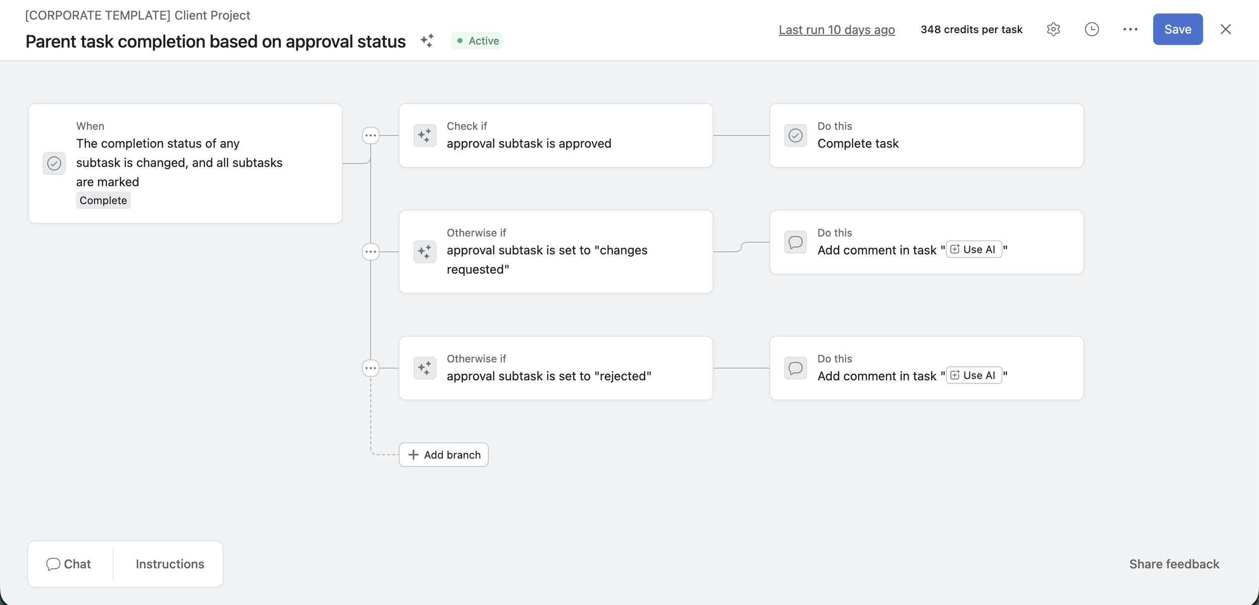 Parent task completion based on approval status