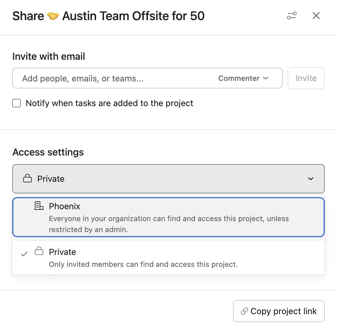 Invite team members to Asana project
