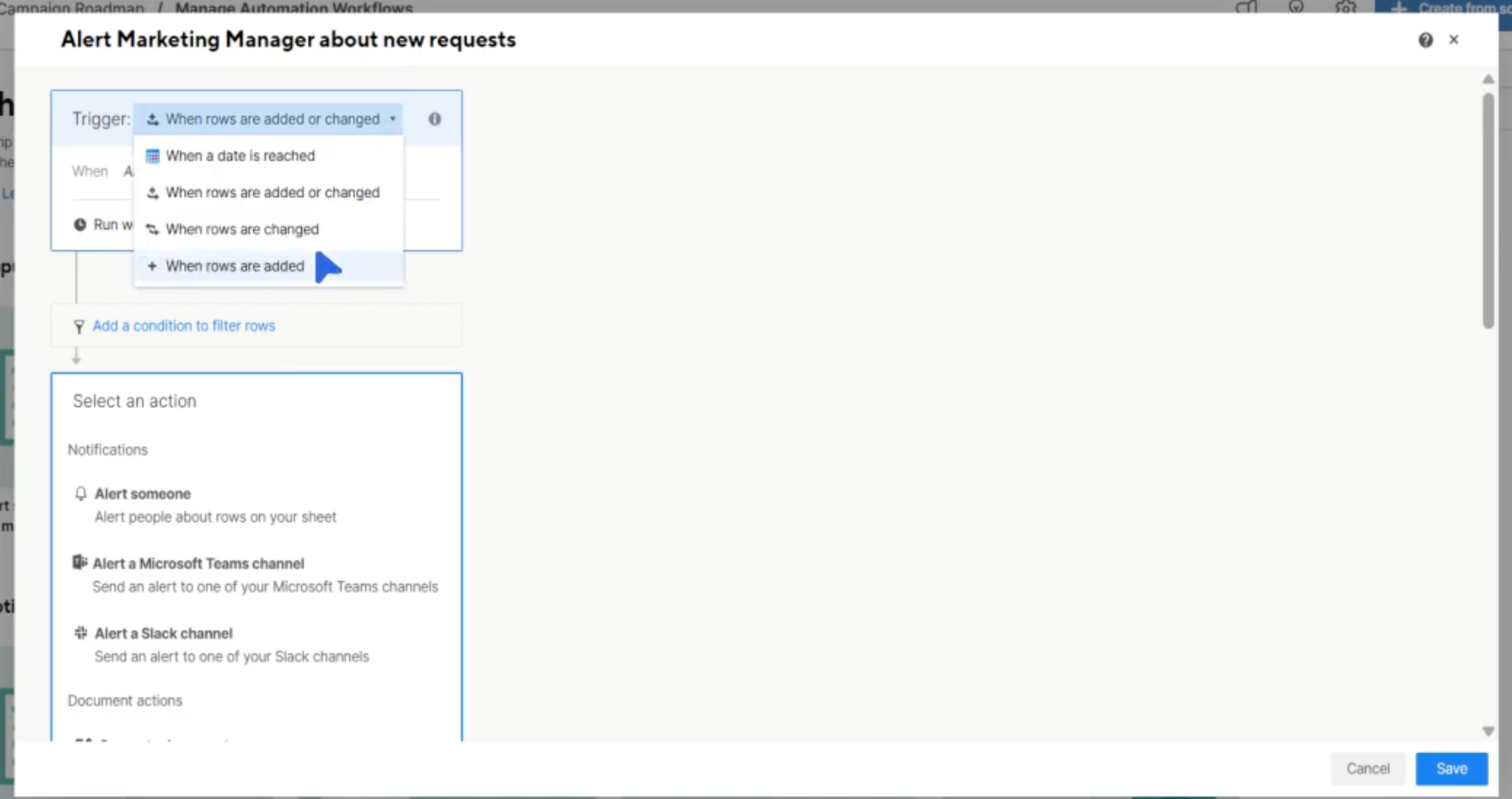 smartsheet automations