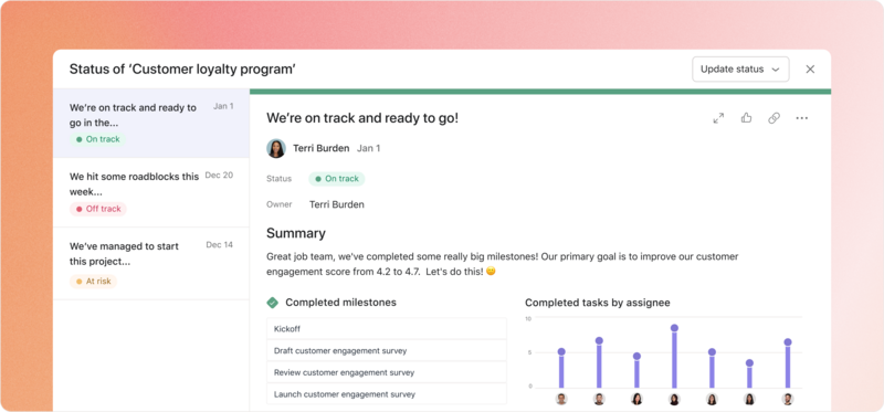 Asana Project Status UX