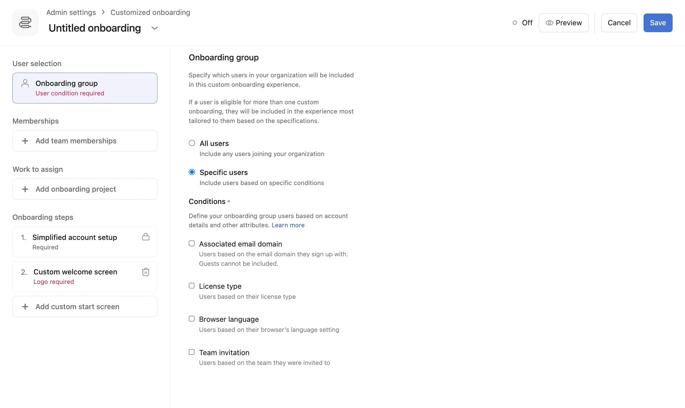 Asana custom onboarding