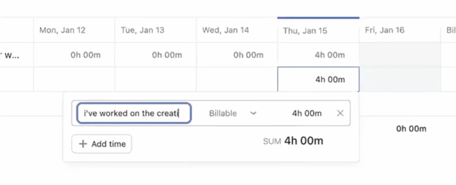 Manually entering time to Asana timesheets
