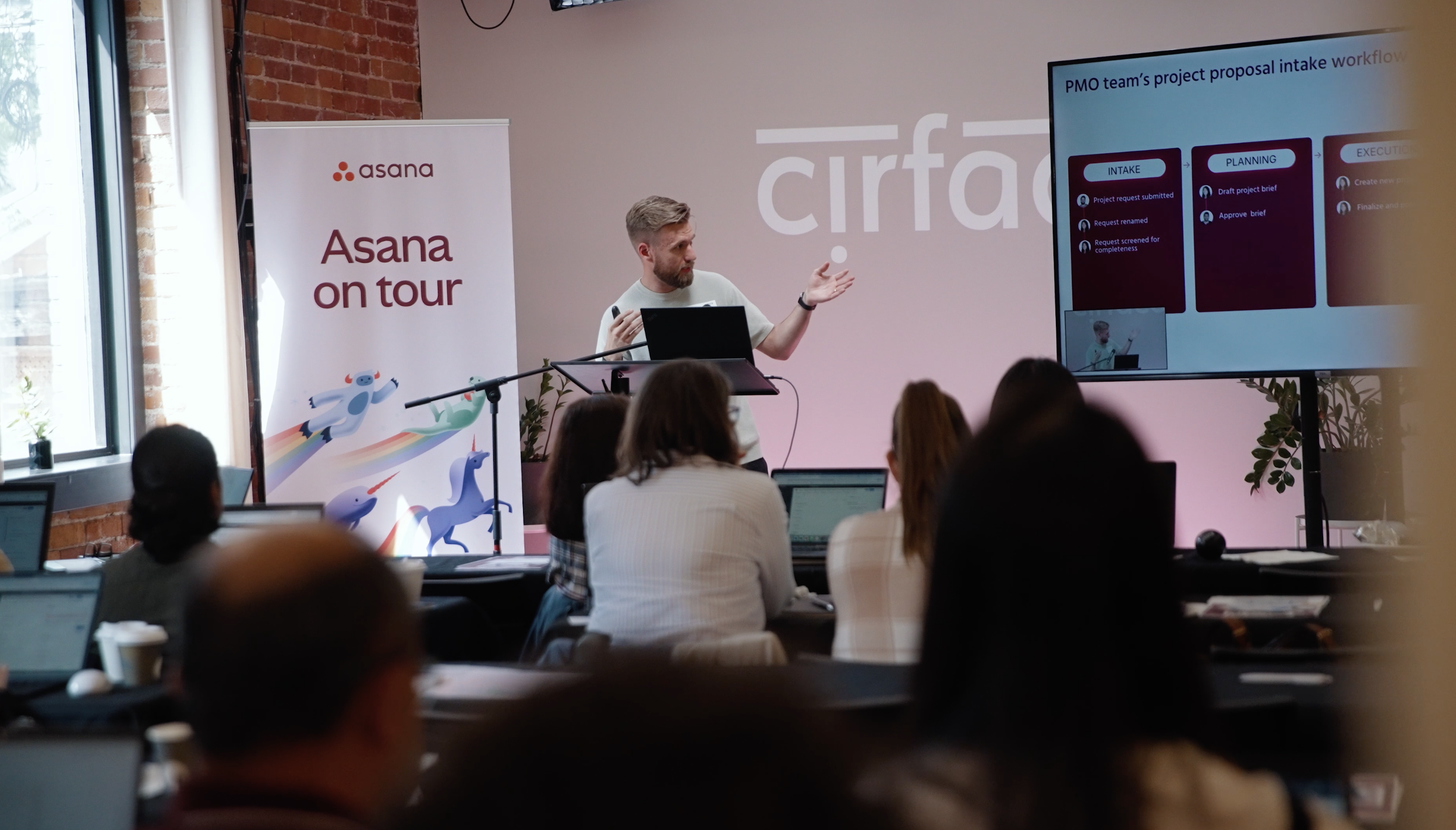 Asana Consultant from Cirface delivering a workshop on project management during Asana on Tour Toronto 2025.