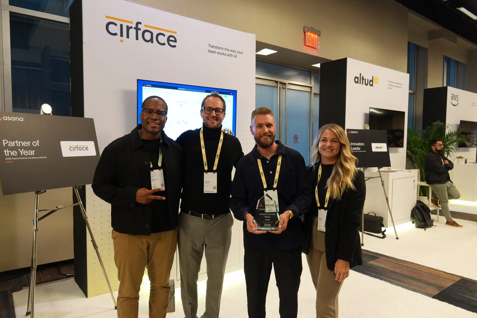 Marquis Murray, James Manning, Brandon Llewellyn and Maggie Falardeau of Cirface with the 2026 Asana Partner of the Year