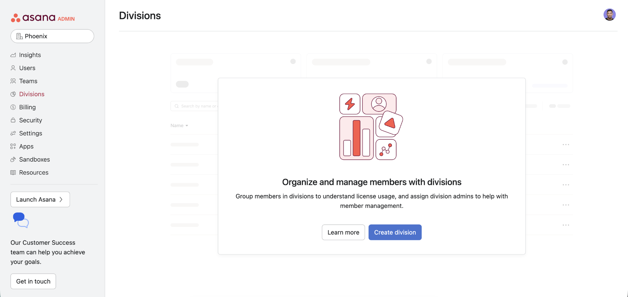 Asana Admin Control Divisions