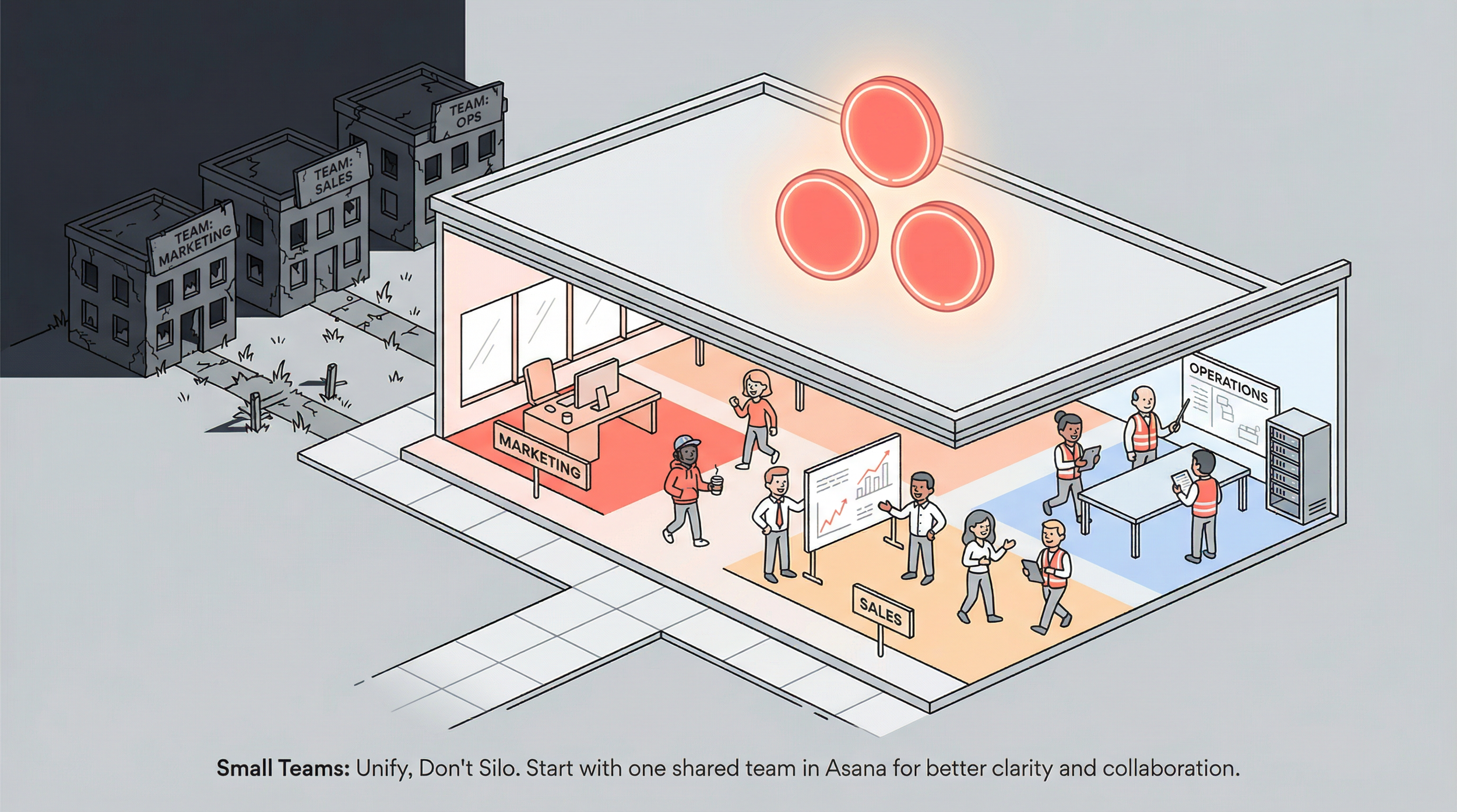 Small teams should begin with one team in Asana.