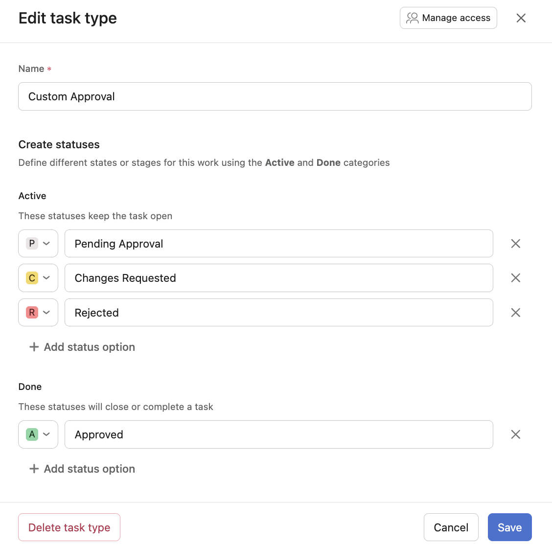 Custom task type