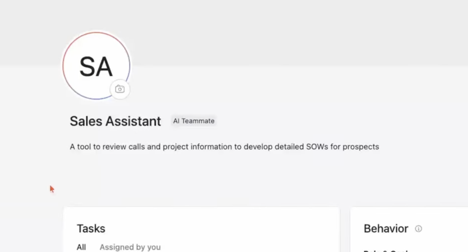 Sales assistant Ai teammate in Asana