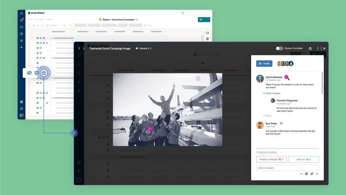 Smartsheet collaboration in sheet