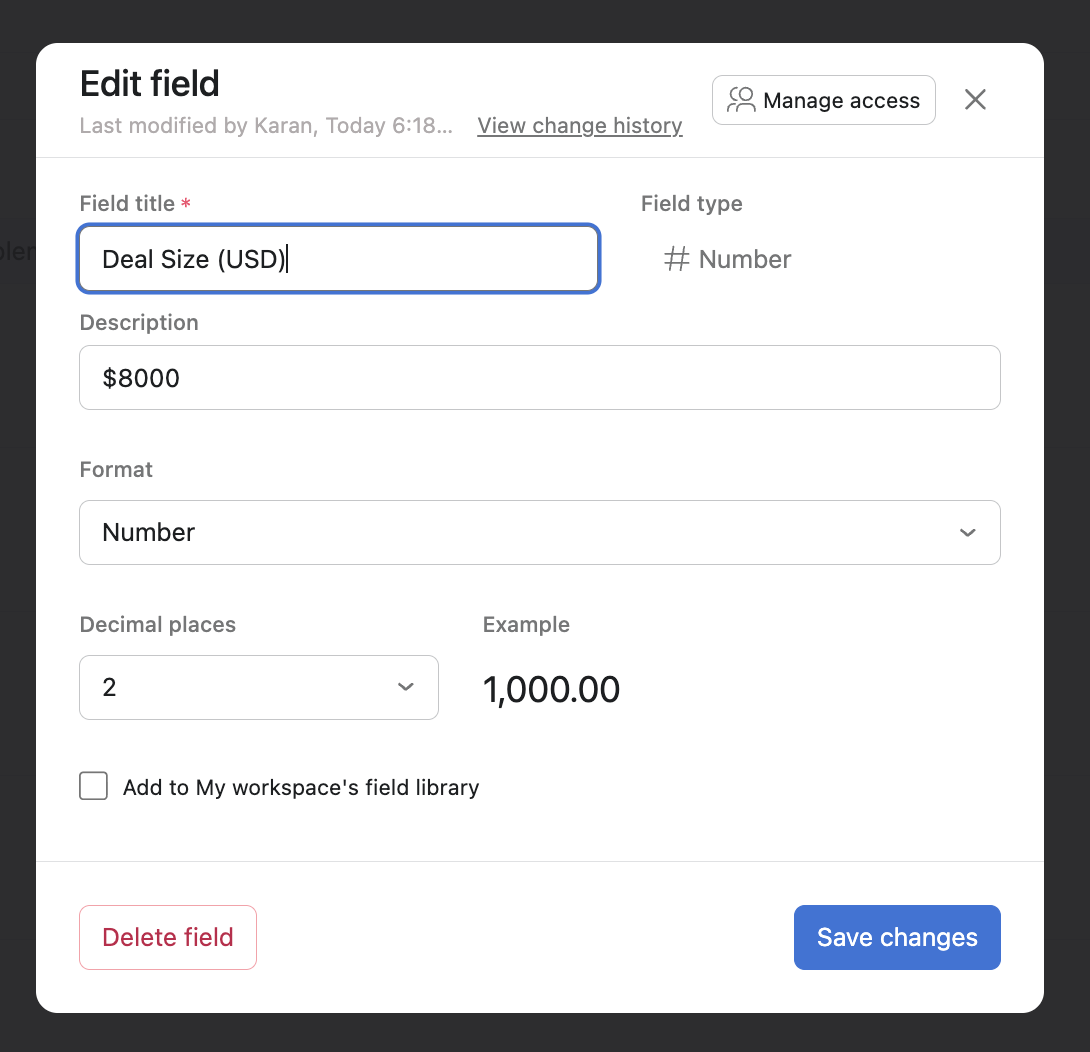 Custom fields in Asana