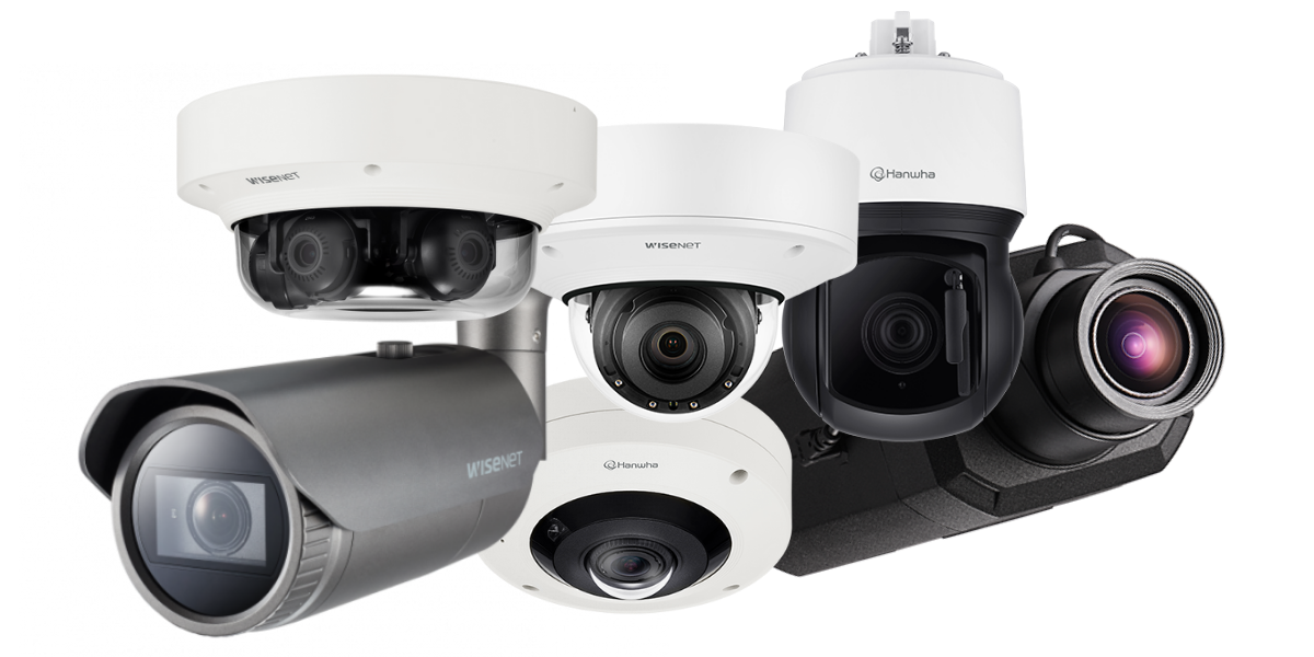 A collection of Hanwha security cameras