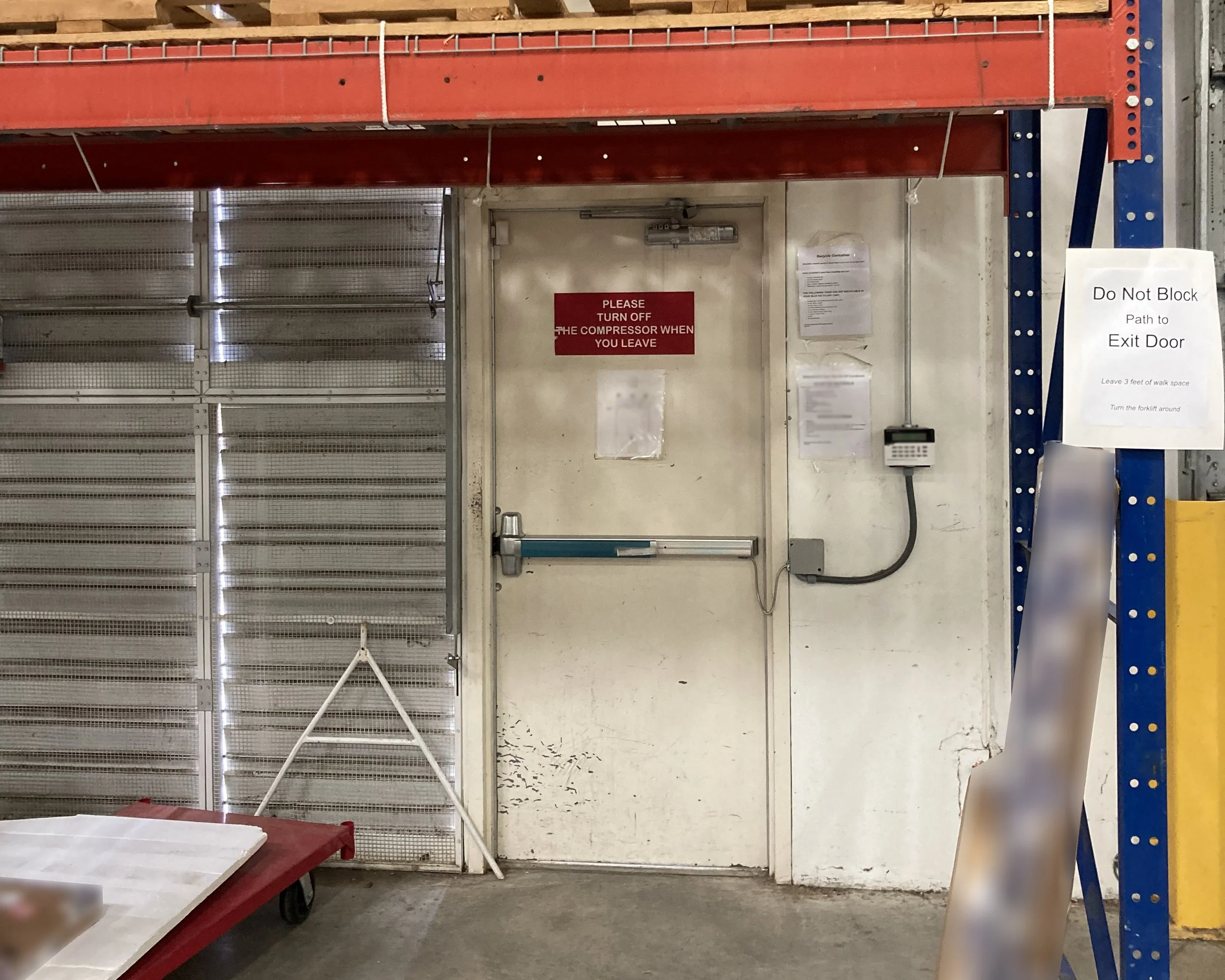A warehouse door with electronic access control