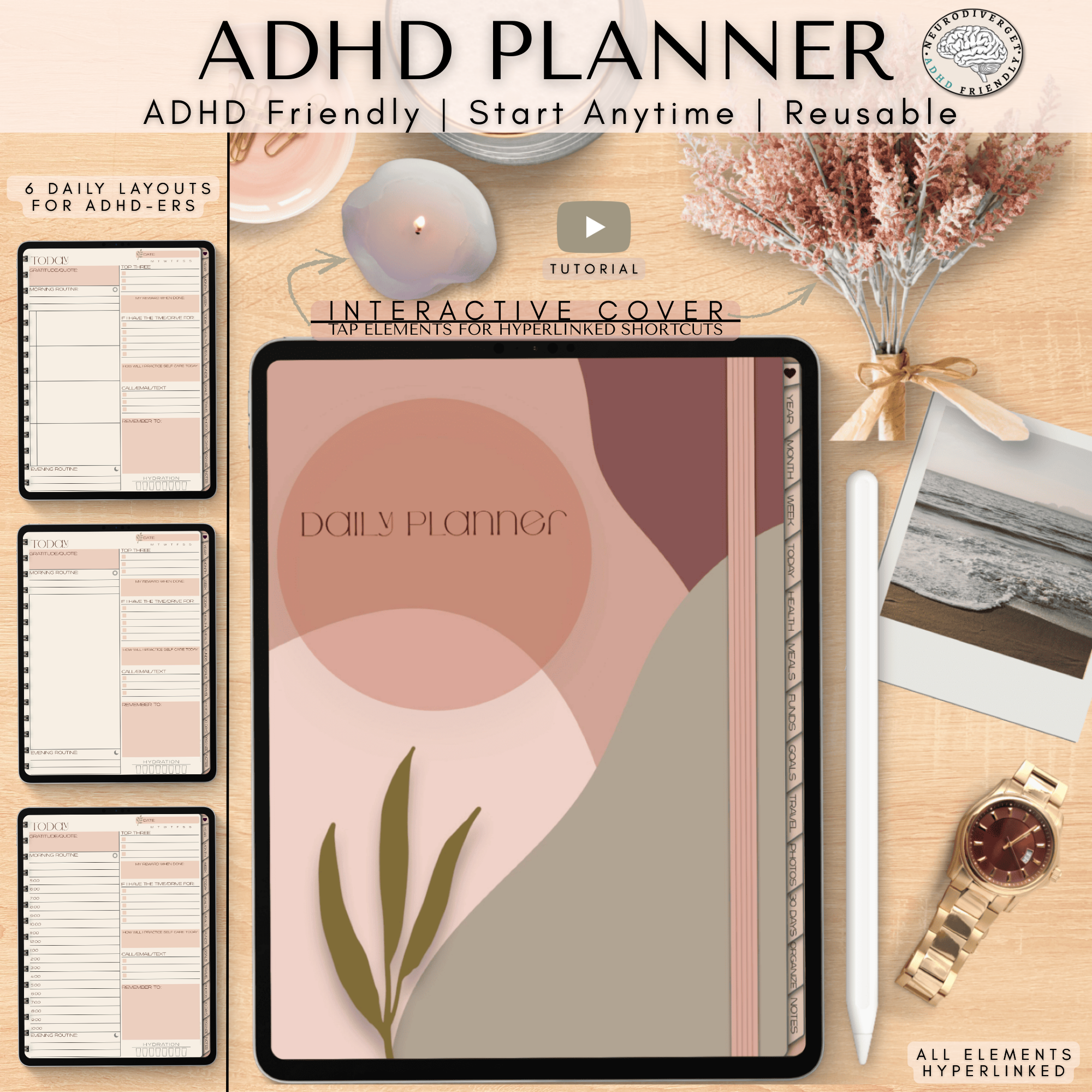 Aesthetic ADHD Digital Planner (Undated)