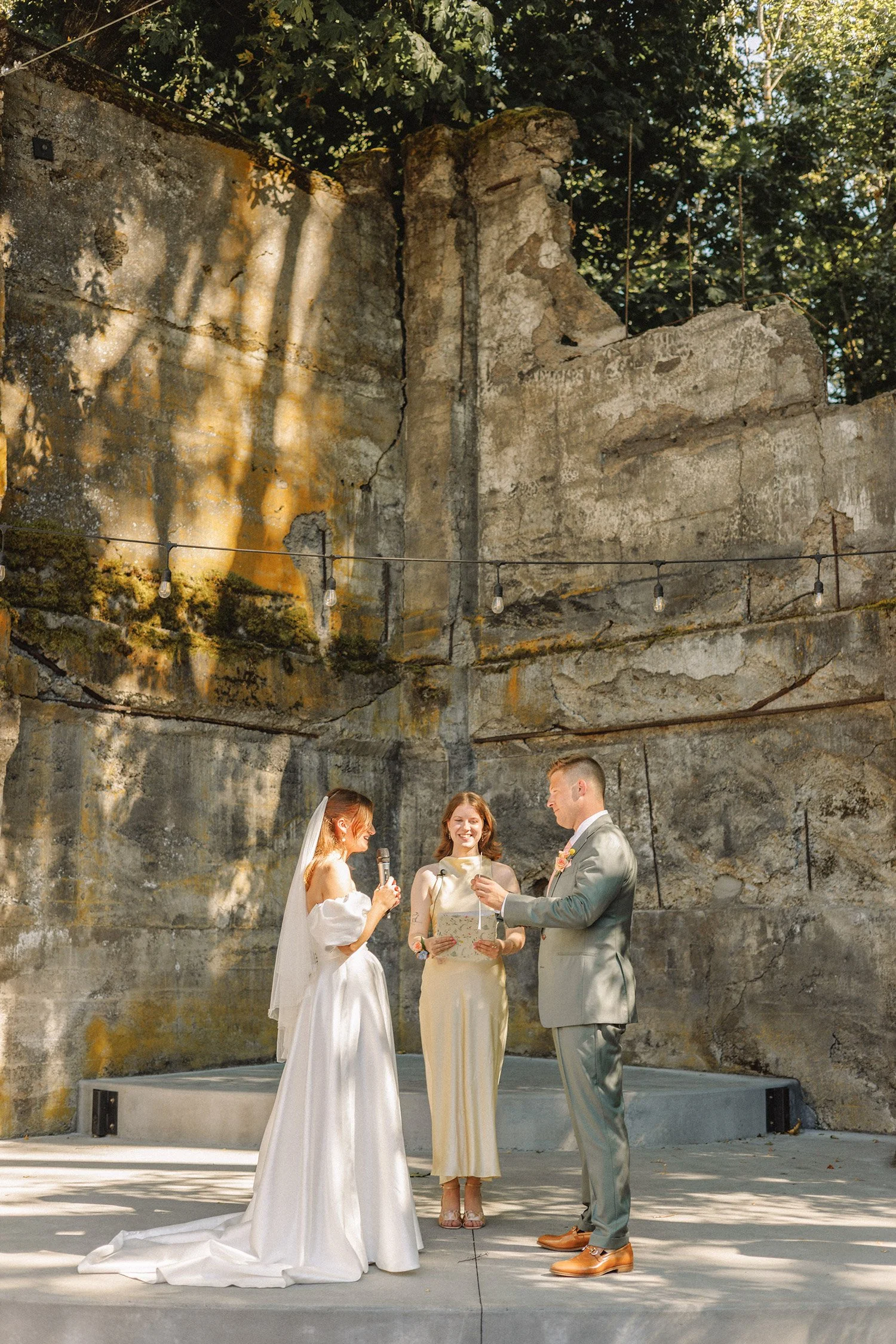 Paige and Kjell sharing their first dance at The Ruins in Hood River, Oregon.
