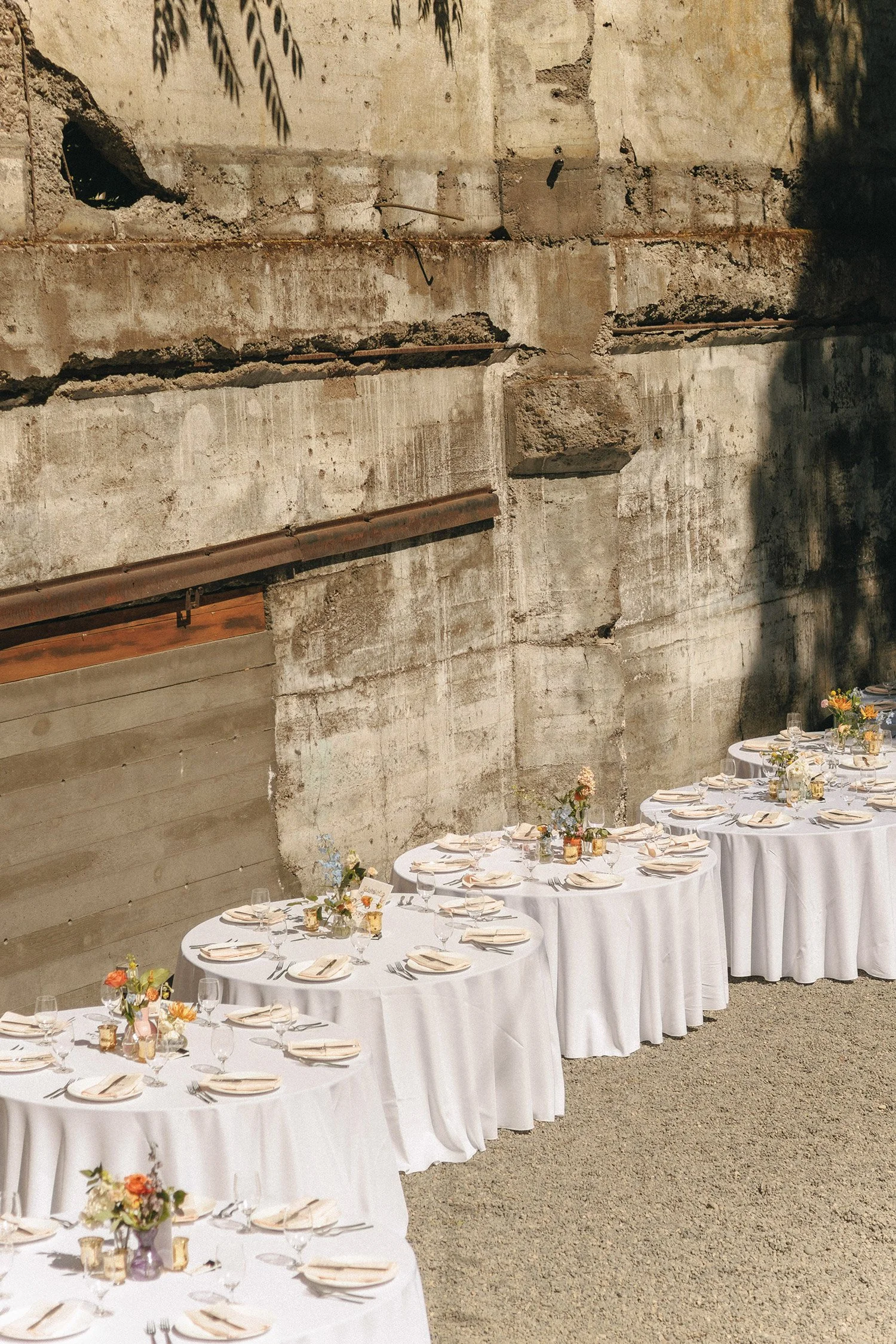 Wedding decor at the wedding ceremony at The Ruins, Hood River, Oregon.
