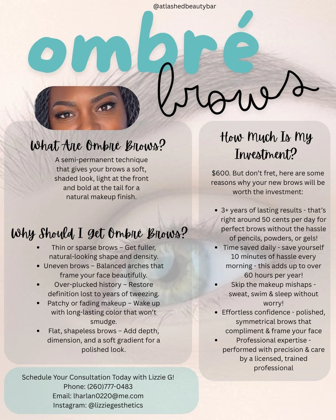 Tired of filling in patchy brows every morning?
Sick of uneven arches or over-plucked brows that never seem to grow back? 🤦&zwj;♀️
Or maybe your makeup melts away by midday, leaving your brows flat and shapeless 🙁...

✨ Ombr&egrave; Brows change EV