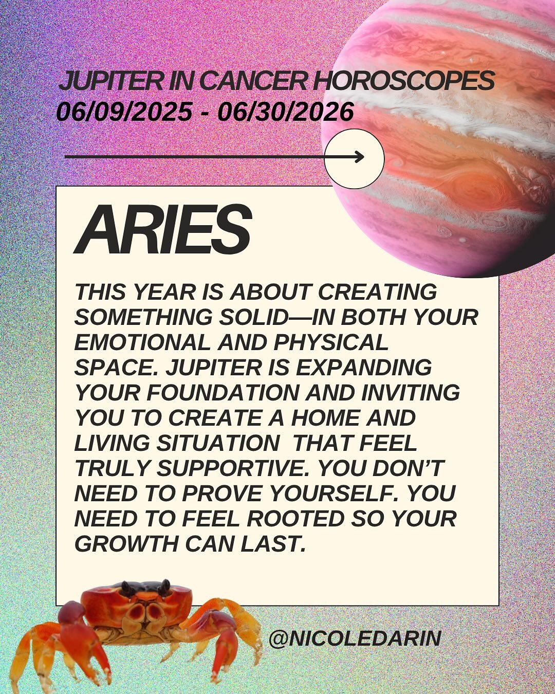 Jupiter in Cancer Horoscopes are here!! The best transit of the year for a WHOLE YEAR! Are you ready for your blessings?? 🌈🤩

Follow @nicoledarin for more astrology updates!🪐

Check your Rising Sign first, then Sun/Moon!

If you love horoscopes, s