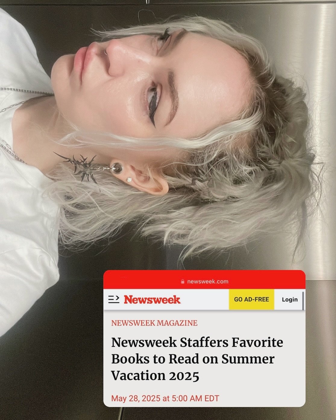 thank you so much to @newsweek and @marni.rose_ for recommending DELIVER ME as a summer vacay read. love the slightly ominous suggestion that once you pass the first page you&rsquo;re locked in until it&rsquo;s over⛓️&zwj;💥