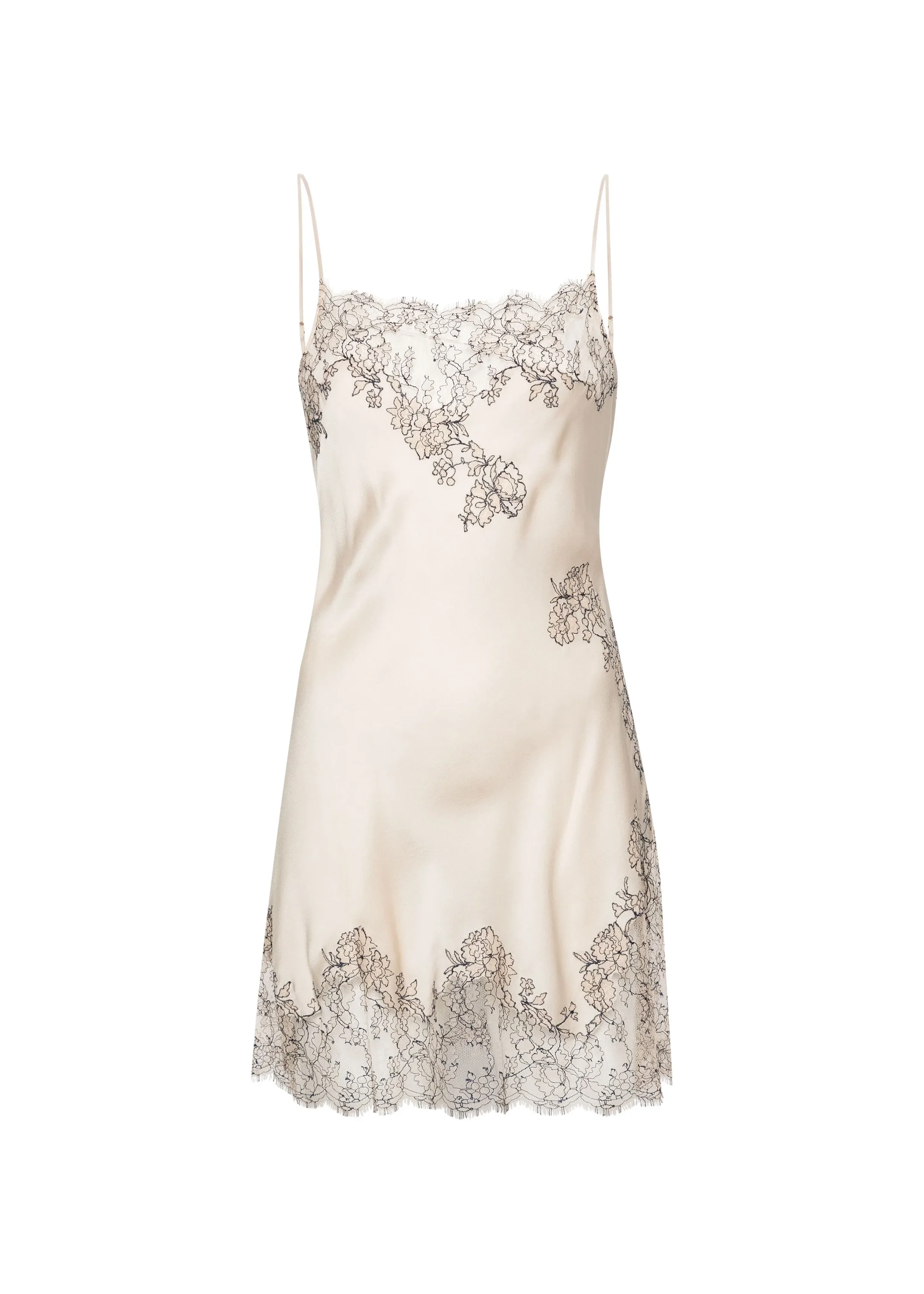 Carine Gilson Lace-Trim Silk Slip Dress