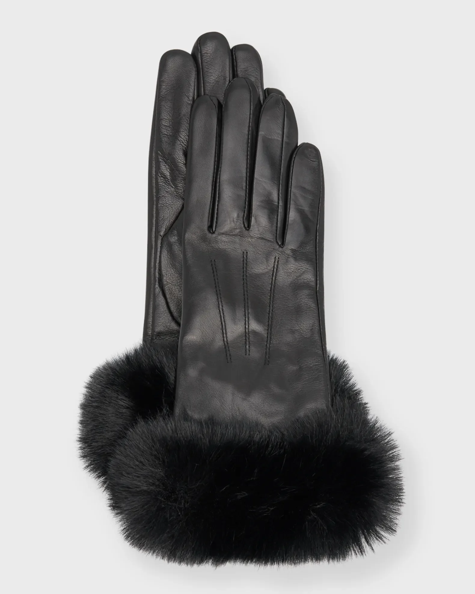 Sofia Cashmere Leather &amp; Cashmere Gloves With Faux-Fur Cuffs