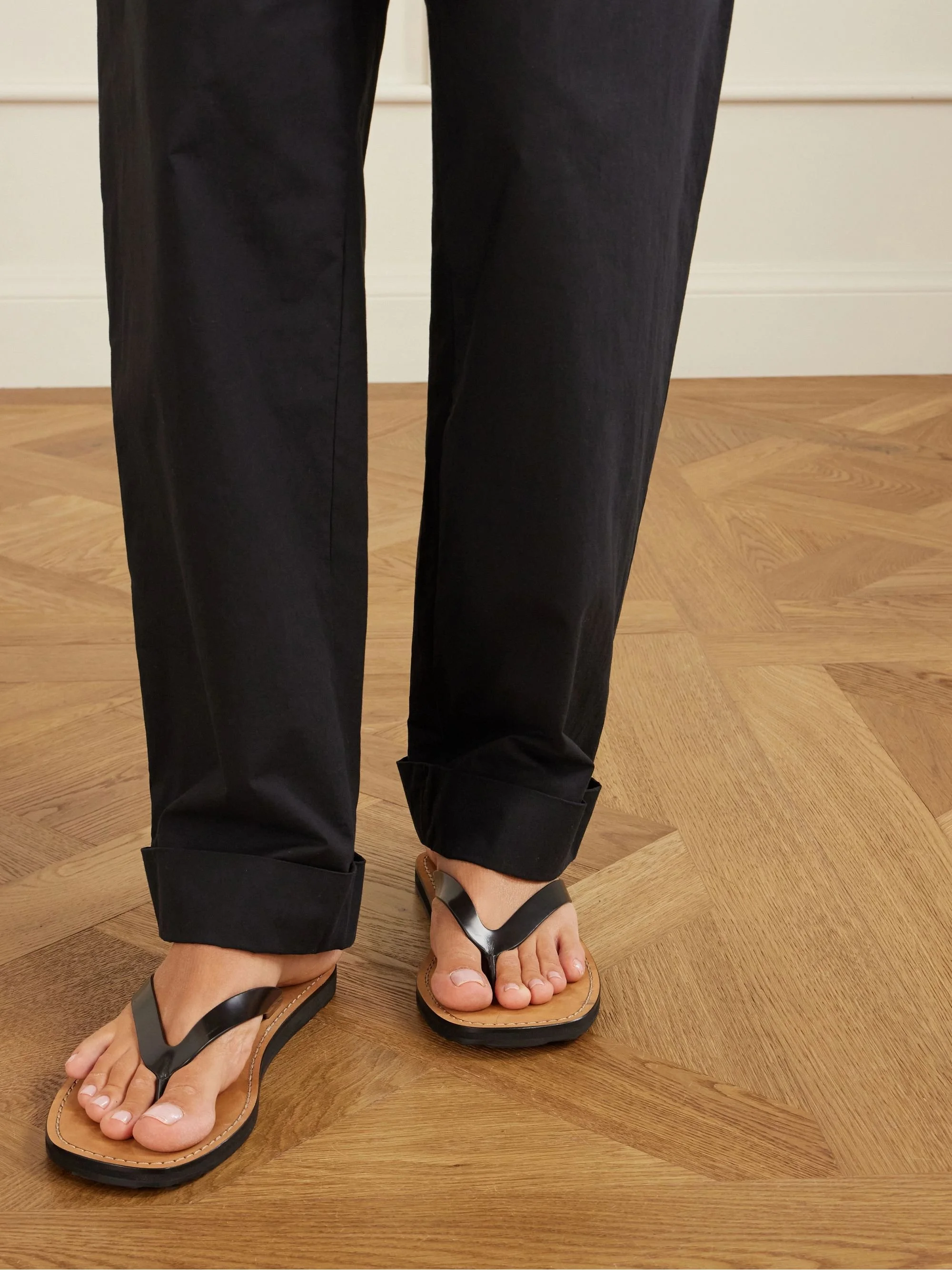The Row City Leather Flip Flops