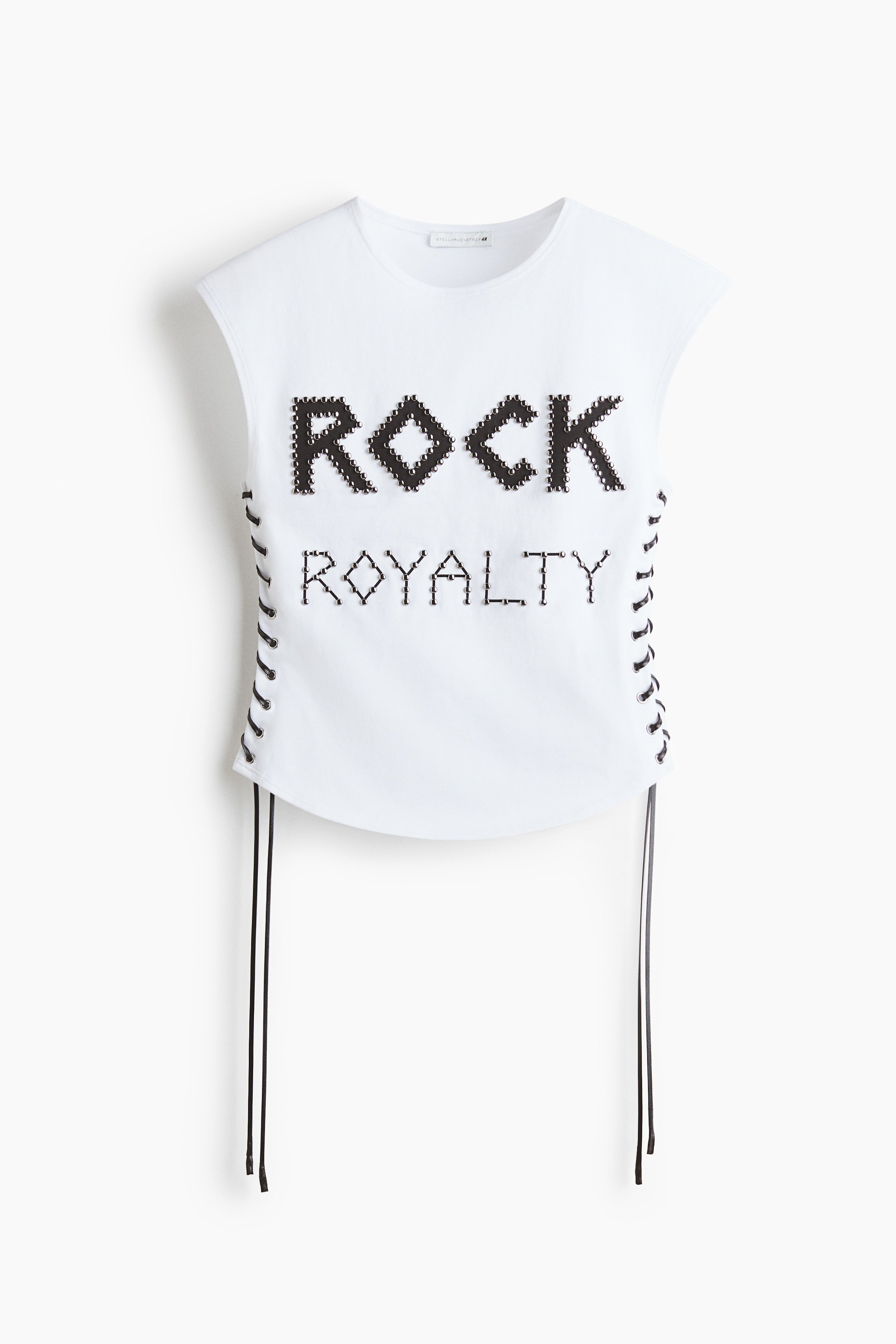 White Lace-Up Studded Top