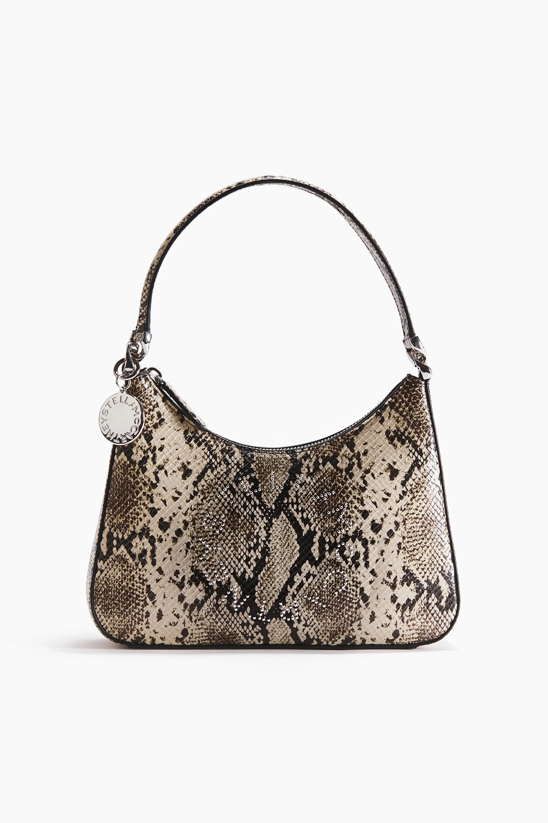 Beige Snakeskin-Print Handbag